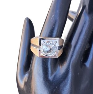 MCM Joseph Esposito Signed 18K Heavy Gold Plated Large Solitaire CZ Ring